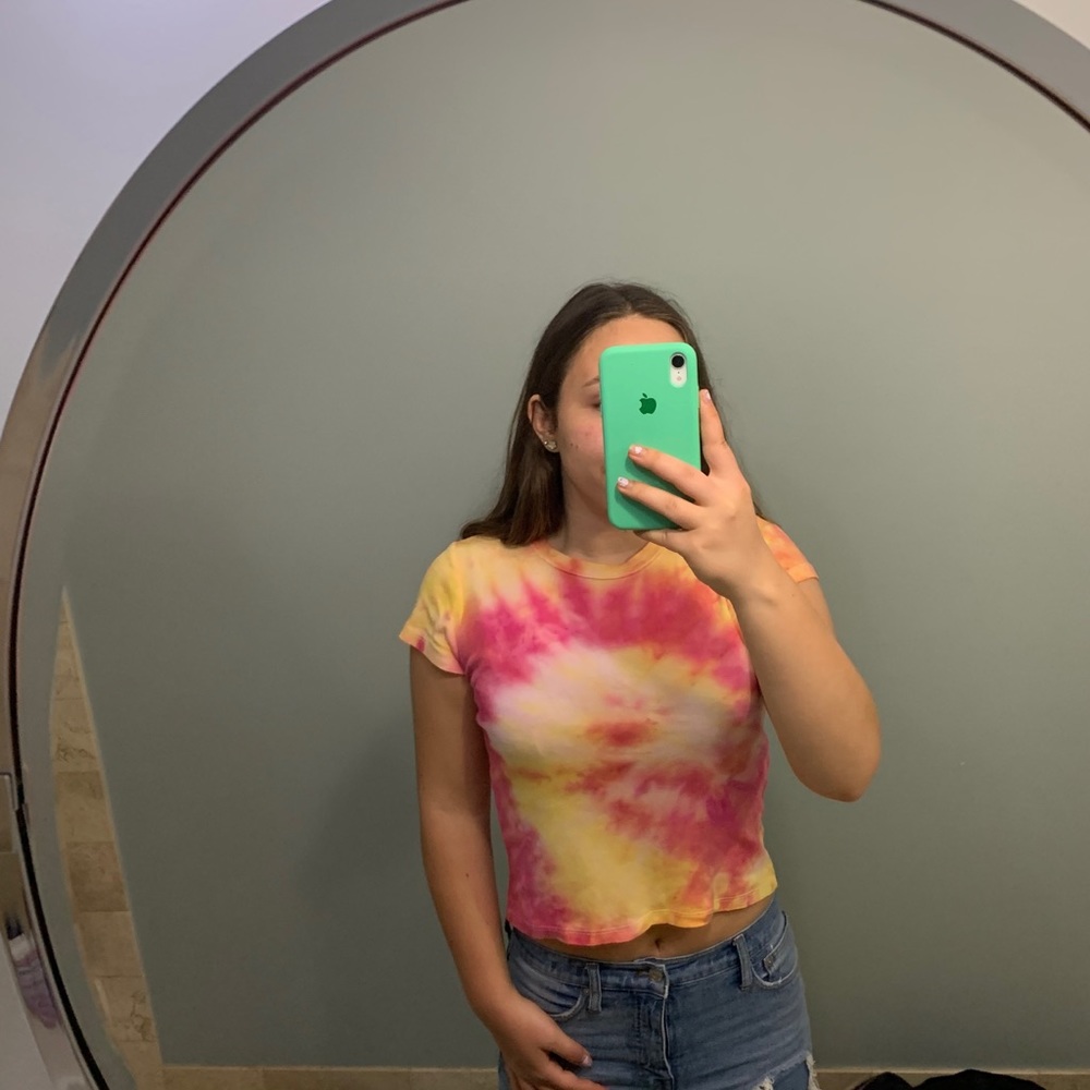 Hand tie-dyed brandy Melville white t shirt